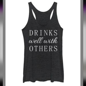 NWOT -  'Drinks Well With Others' -  Black Tank Top - Sz XL